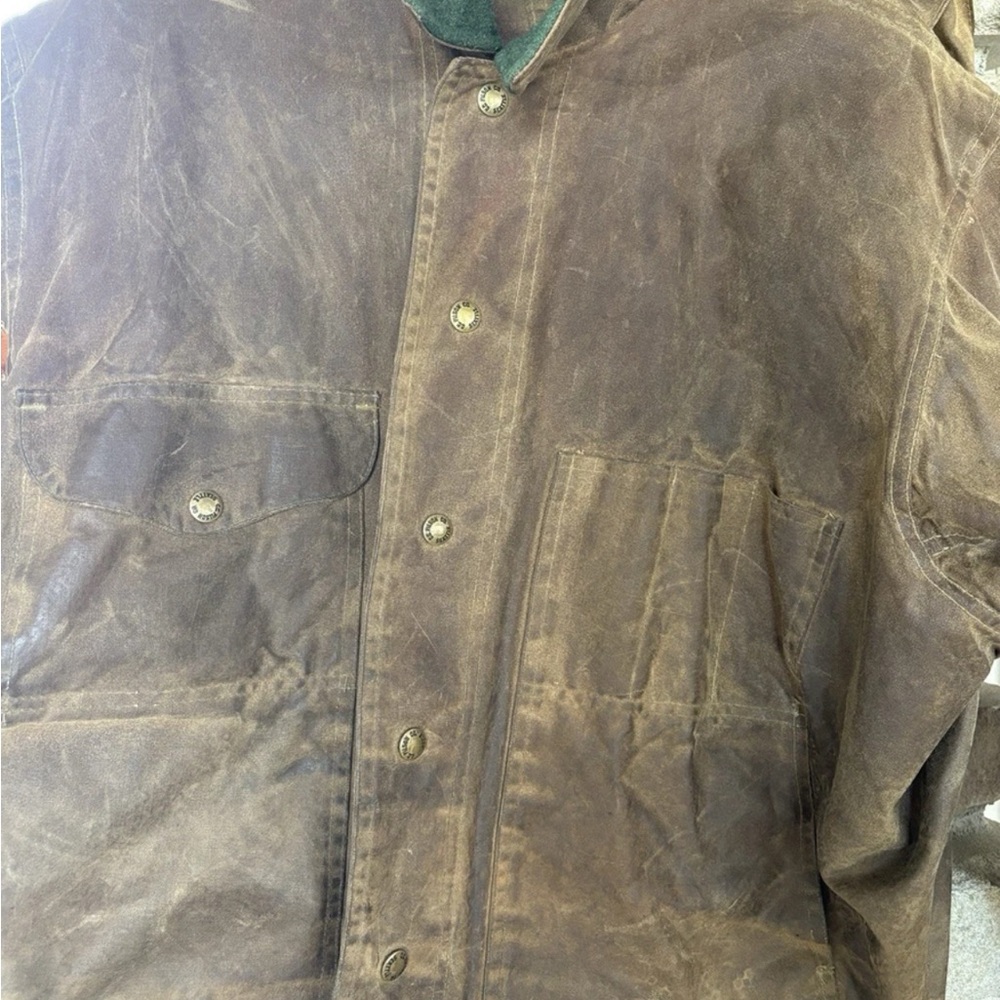 FILSON Tin Cloth Logger Jacket Style 620 Wool Collar - Large.
